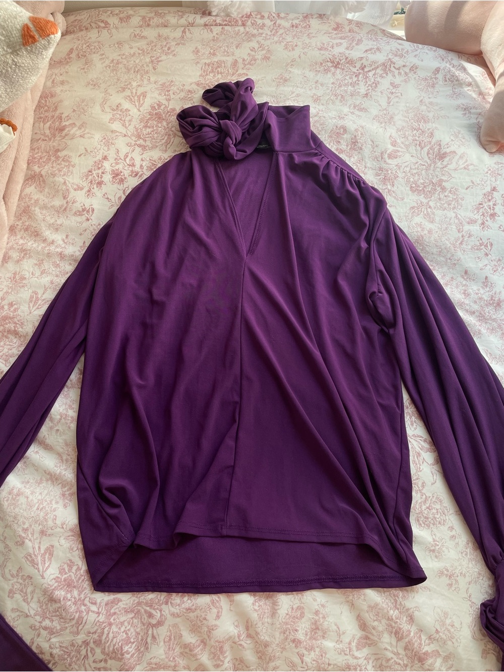 Zara Deep Purple Long-Sleeve Mock Neck Top
